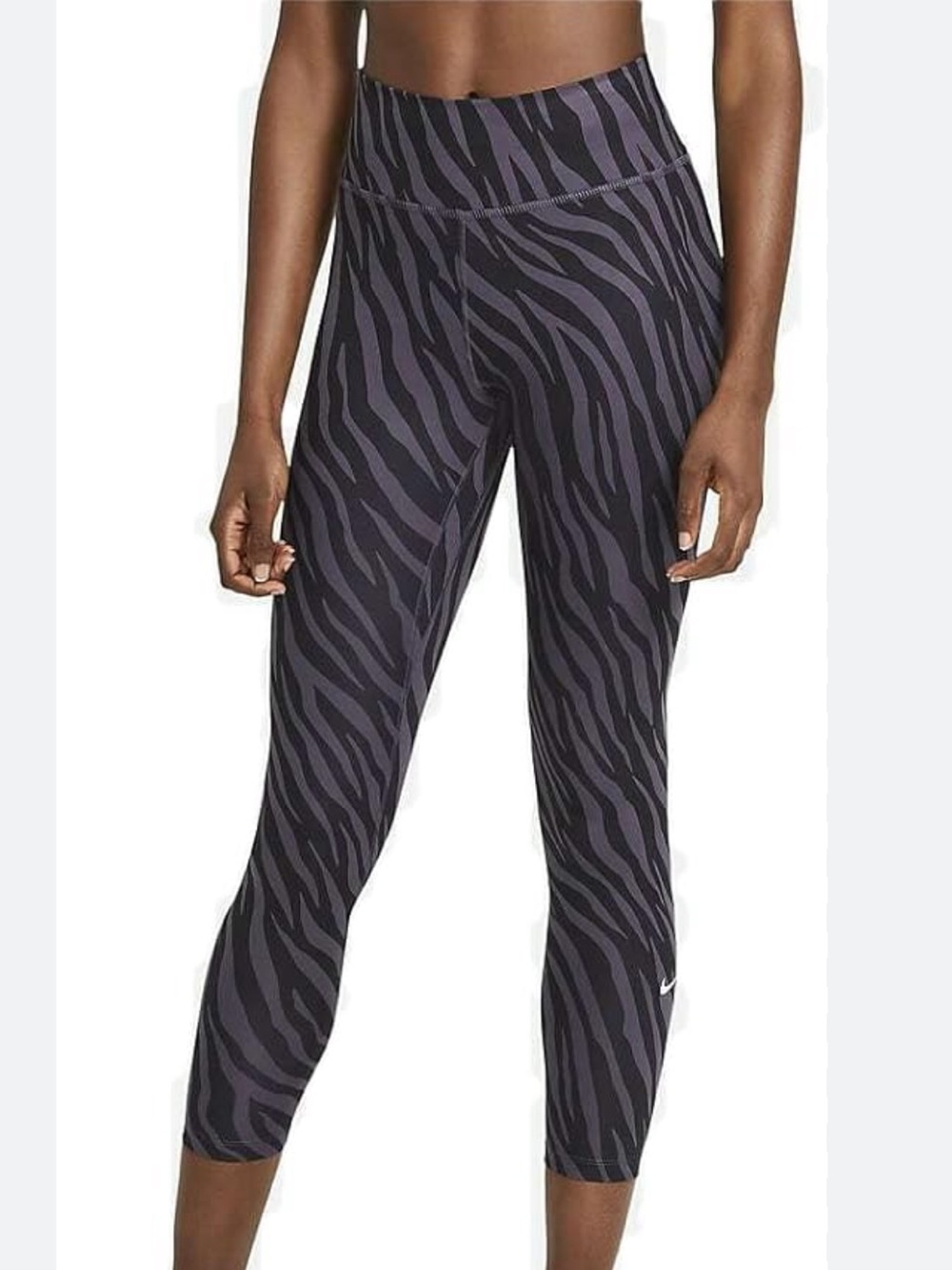 Nike Zebra-Print 7/8 Leggings in Black and Dark Purple